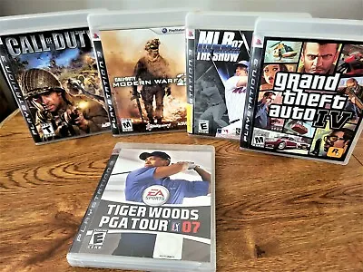 PS3 Game Lot Of 5 Complete GTA-IV Call Of Duty 3 Mod. Warfare2 MLB07 Tiger07 • $26