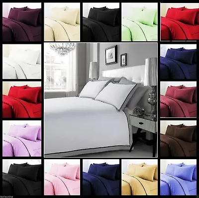 Luxury 100% Egyptian Cotton Duvet Quilt Cover & Pillowcase Bedding Set All Sizes • £13.99