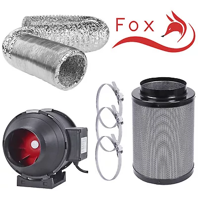 Hydroponics 6” Inch Fox Twin Speed Fan & Carbon Filter Kit 150mm Grow Set • £78.50