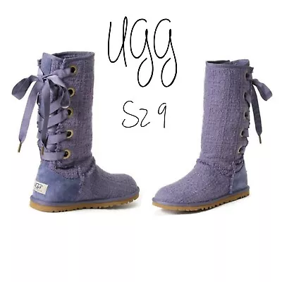 UGG Heirloom Lace Up Boots Purple All Year Shoes S/N 1000693 Sz 9 • $75