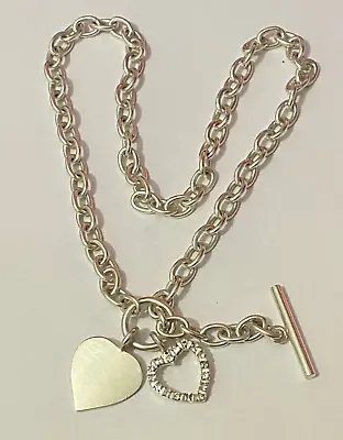 Solid Silver Double Hearts Lariat Necklace • £49.50