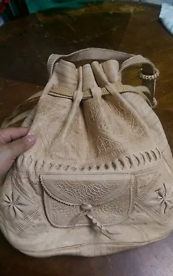 Moroccan Tribal Light Faux Leather Color Embossed  Bag Hobo Handbag • $29