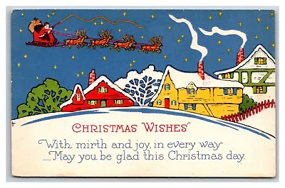 Santa Claus On Sleigh Starry Night Flying Cabins Christmas Wishes Postcard P25 • $5.95