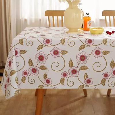 Vinyl Tablecloths With Flannel Backing Rectangle 60 X 102 Inch Floral Leaves Wi • $32.29