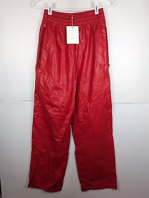 FRANKIE SHOP X PAPER MOON SEOUL Paperbag Pants Womens Small Faux Leather Red NEW • $59.88