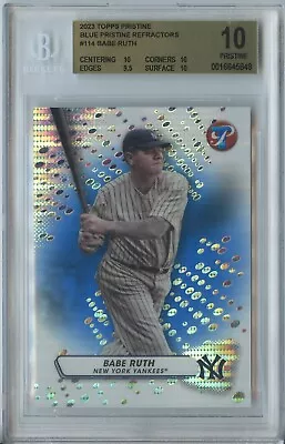 Babe Ruth 2023 Topps Pristine #114 Yankees Blue Refractor 59/75 BGS 10 (Pop 1) • $379