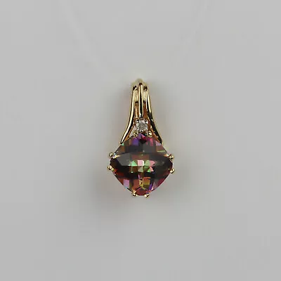 10k Yellow Gold Mystic Topaz Diamond Women's Necklace Pendant • $165