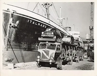$37.50 • Buy Italmare Garage Ship 1957 Press Photo Genoa Italy FIAT 600 Car Auto  *P106b