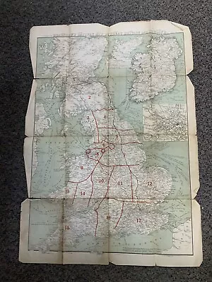 Rare Bradshaws Railway Linen Map  Of Great Britain.vintage Undated. • £69.99