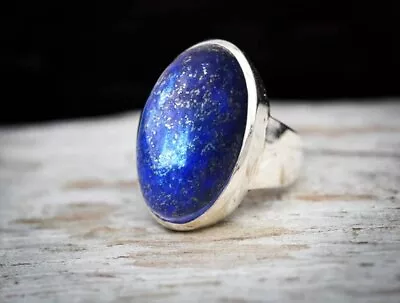 Solid 925 Sterling Silver Natural Blue Lapis Lazuli Gemstone Huge Mens Boys Ring • $45.50