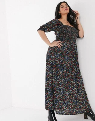 $45 • Buy ASOS CURVE Black Maxi DRESS Size UK 22 NWT NEW Long Ditsy Floral Off-Shoulder