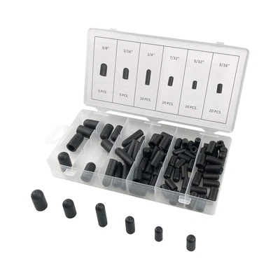 $20.33 • Buy 80Pcs Black Rubber Vacuum Cap Assortment Kit 5/32  To 3/8  6 Sizes