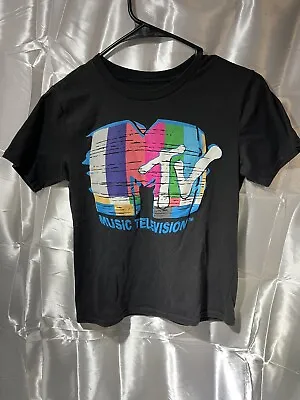 MTV Music Television Men's T-Shirt Size M Black Short Sleeve Crew Neck Graphic • $11.24