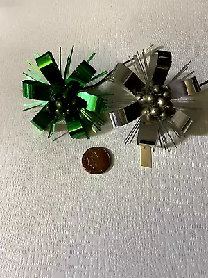 Foil And Tinsel Starburst Tie On With Mercury Glass Bead Center- Japan - Vintage • $7.99