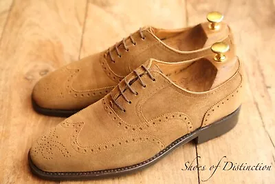 Salvatore Ferragamo Beige Suede Oxford Brogue Shoes UK 7 US 8 EU 41 • £69