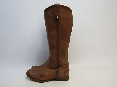 EUC Frye Womens Sz 6 B Distress Brown Leather Zip Riding Fashion 14  Shaft Boots • $188.44
