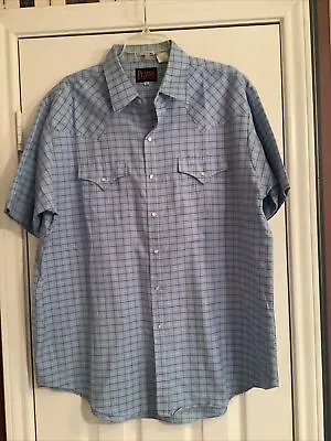 Plains Western Blue Plaid Short Sleeve Pearl Shirt X Large Wrinkle Resistant • $11.78