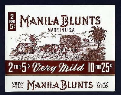 ORIGINAL Manila Blunts Cigar Box Label Gilt Ox Cart Palms 2 For 5 Cents Mint • $4.97