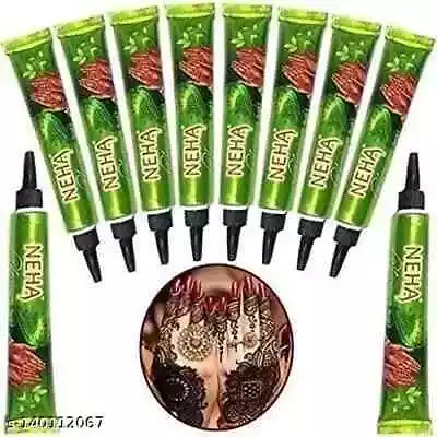 Neha Herbal Instant Dark Red Henna Mehendi Tattoo Paste Tubes 10 Pieces • $14.19