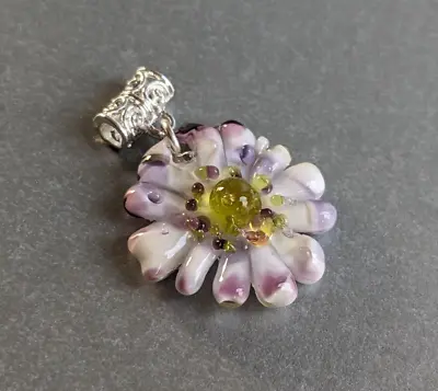 Flower Pendant Murano Glass Gift For Her Necklace Jewellery White Purple Yellow • £12.55