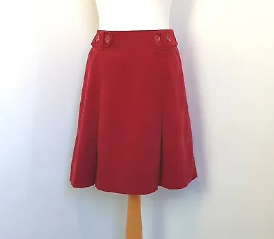 LAURA ASHLEY Size 12 Burgundy Needlecord Fully Lined A-Line Skirt.VGC • £10.50