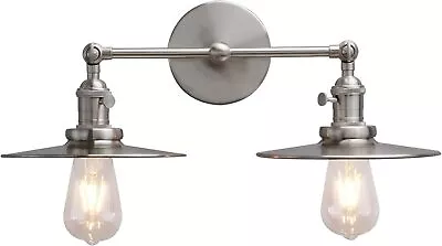 Vintage Industrial 2-Light Wall Lamp Sconce Metal Shade Light Fixture W Switch • £71.99