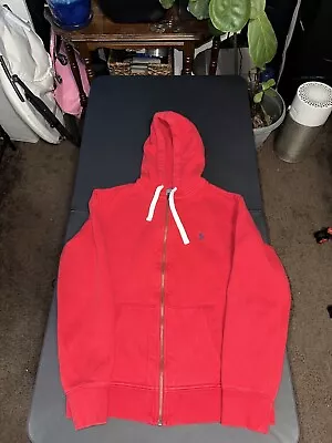 POLO RALPH LAUREN THERMAL HOODIE Large JACKET SWEATSHIRT PULLOVER VINTAGE Red • $1