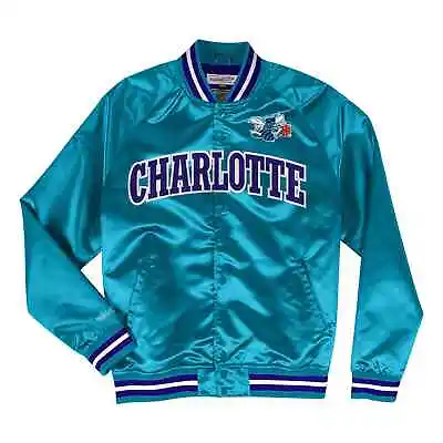 Men's Mitchell & Ness NBA Charlotte Hornets Teal Lightweight Satin Jacket • $119.95