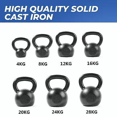 4-24kg Cast Iron Kettlebell Powder Coating Crossfit Weight Lifting Dumbbell Gym • $14.24