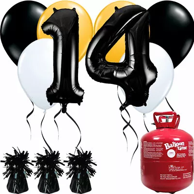 £50.21 • Buy Happy Birthday Black And Gold Balloons And Helium Gas Canister Pack. Party ***