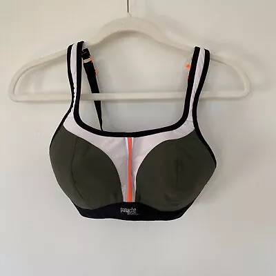 Panache Ultimate High Impact Underwire Sports Bra Army Green Orange Sz 32DD • £34.05