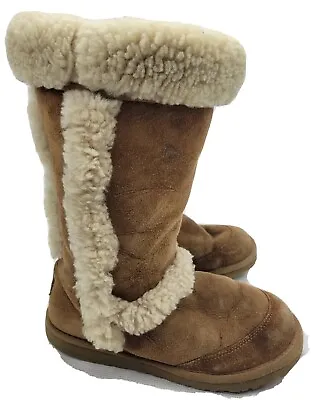 UGG Classic Tall Womens Brown Suede Sheepskin Pull On Winter Boots Sz. 4  • $28.95