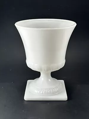 E.O. Brody Co. Vtg White Milk Glass 7  Pedestal Vase/Grecian Urn Greek Key Ptrn • $15.74