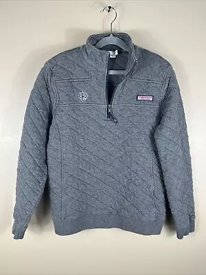 Vineyard Vines Women's Gray Quilted Pullover Mock Neck Sweatshirt Size Small Top • $19