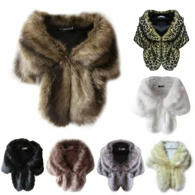 £17.99 • Buy Ladies Faux Fur Shawl Noble Wrap Wedding Party Winter Long Stole Shrug Scarf