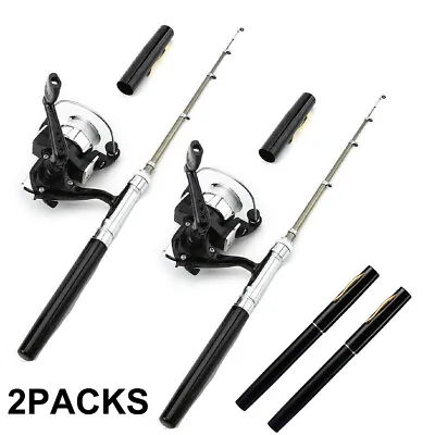 2Packs Pen Fishing Pole 38  Mini Pocket Fishing Rod And Reel Combos Ideal Gift  • $31.99