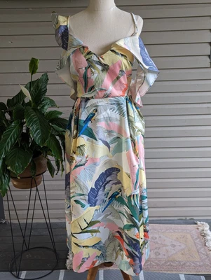 $38 • Buy ASOS Size 20 STUNNING Bird And Fauna Cold Shoulder Dress