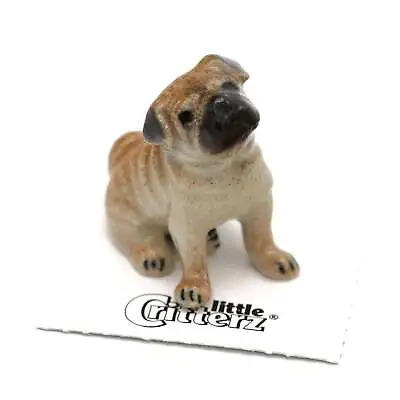 Little Critterz Dog - Pug  Button  Home Decor - Miniature Porcelain Figurine • $12.99