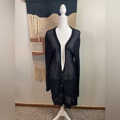 AG Jeans Navy Blue Cotton Cashmere Loose Knit Cardigan S • $55