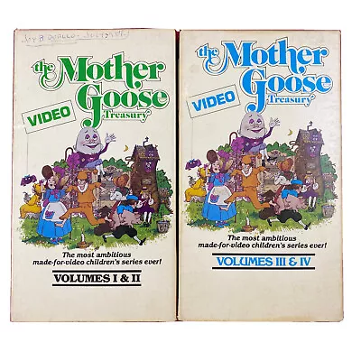 THE MOTHER GOOSE VIDEO TREASURY VOLUMES I II III IV VHS 2 Tapes Nursery Rhymes • $17.99