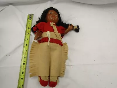 VINTAGE DOLL Black American Indian Doll Madame Hendren FELT OUTFIT 11 INCH GIRL • $34.87