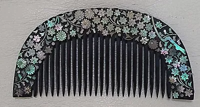 £47.75 • Buy Vintage Japanese Hair Comb With Abalone Inlay Flowers Leaves Geisha
