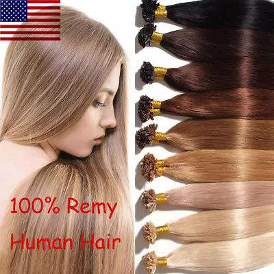 U Nail Tip Pre Bonded Keratin Real Remy Human Hair Extensions Thick 150g US B991 • $93.88