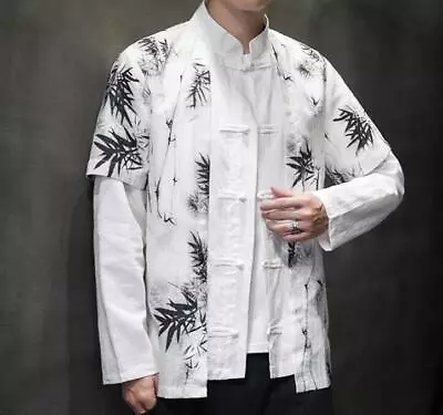 Men's Chinese Style Stand Collar Long Sleeve Hanfu Loose Printed Jackets Fashion • $55.63