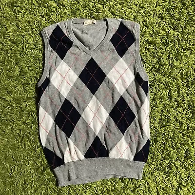J.Crew Sz S Cashmere Grey Diamond Plaid Sweater Vest • $13