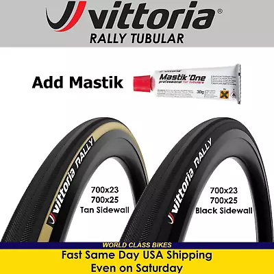 Vittoria Rally Tubular Tires 700x23 25 Black Or Tan Add Mastik One Tubular Glue • $89.96