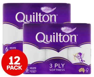 $12.58 • Buy 2 X 6pk Quilton 3-Ply Toilet Paper Bath Tissue Rolls Soft Thick Absorbent