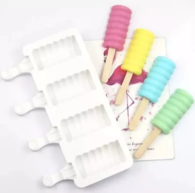 Silicone Swirl Ice Cream Mould Popsicle Ice Lolly Frozen Dessert Maker Tray 4 • £3.79