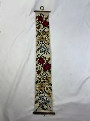 Vintage 35” Retro  Floral Design Crewel Embroidery Needlepoint Bell Pull • $29.99