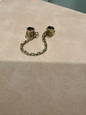 14ct YELLOW GOLD GENUINE PANDORA - FLORAL SAFETY CHAIN • $300